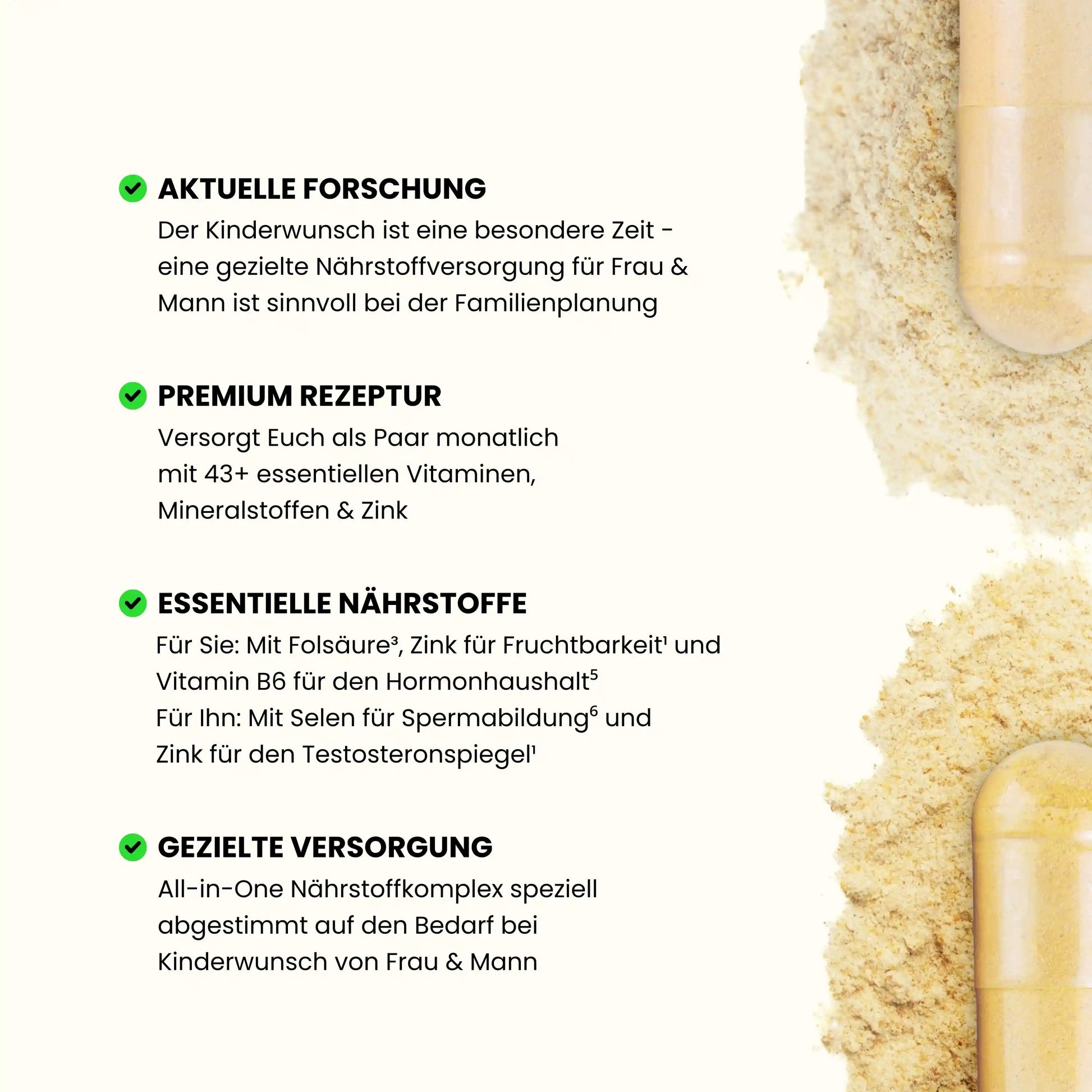 Vorteile Supplement Wonder Kinderwunsch Frau und Mann - Nach aktueller Forschung, Premium Rezeptur mit essentiellen Nährstoffen für gezielte Versorgung