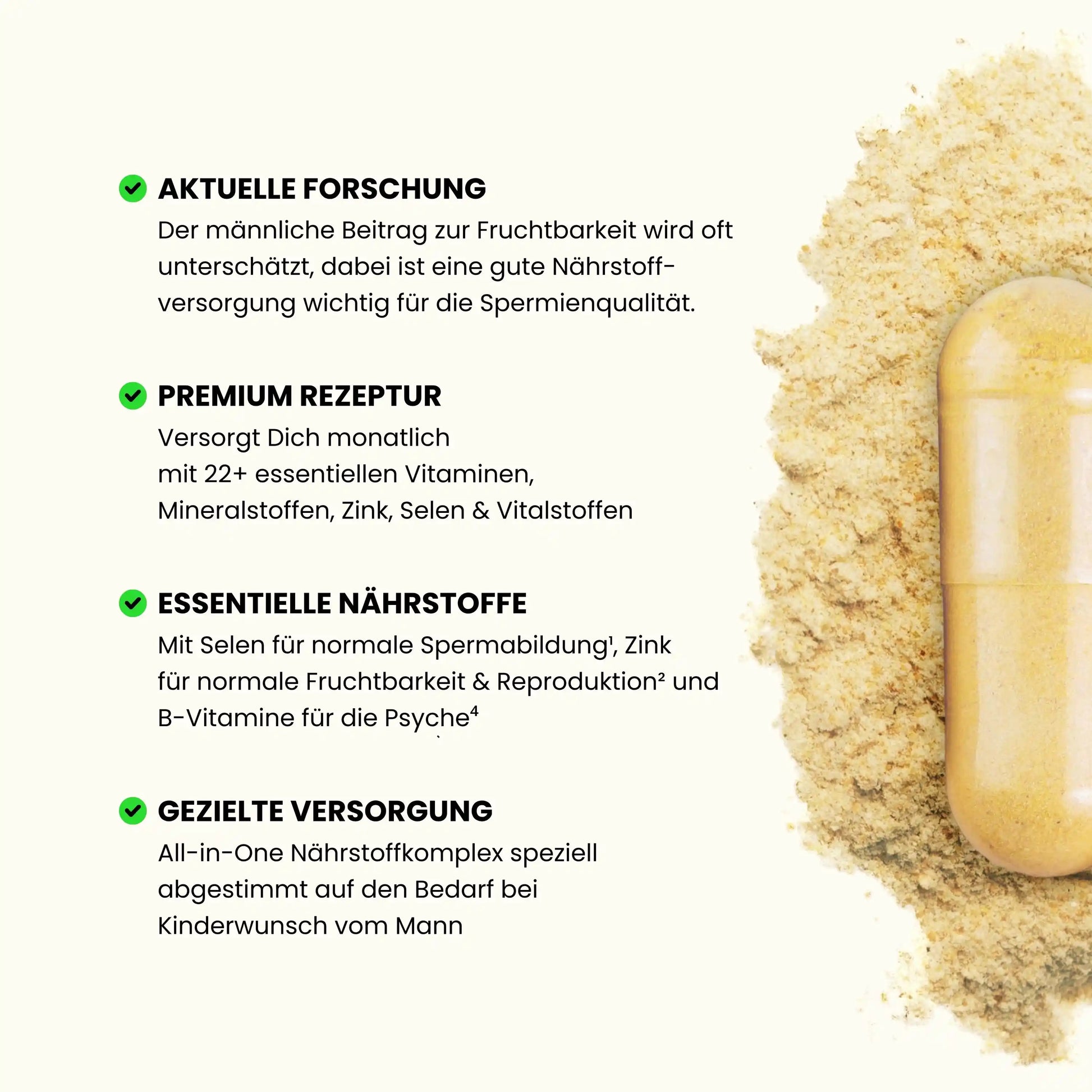 Vorteile Supplement Wonder Kinderwunsch Mann - Nach aktueller Forschung, Premium Rezeptur mit essentiellen Nährstoffen für gezielte Versorgung