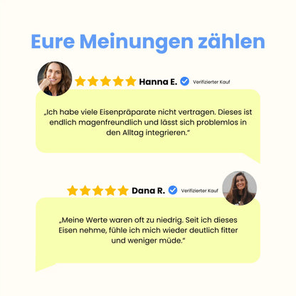 Positive Kundenbewertungen für Wonder Eisen Boost von zwei Frauen
