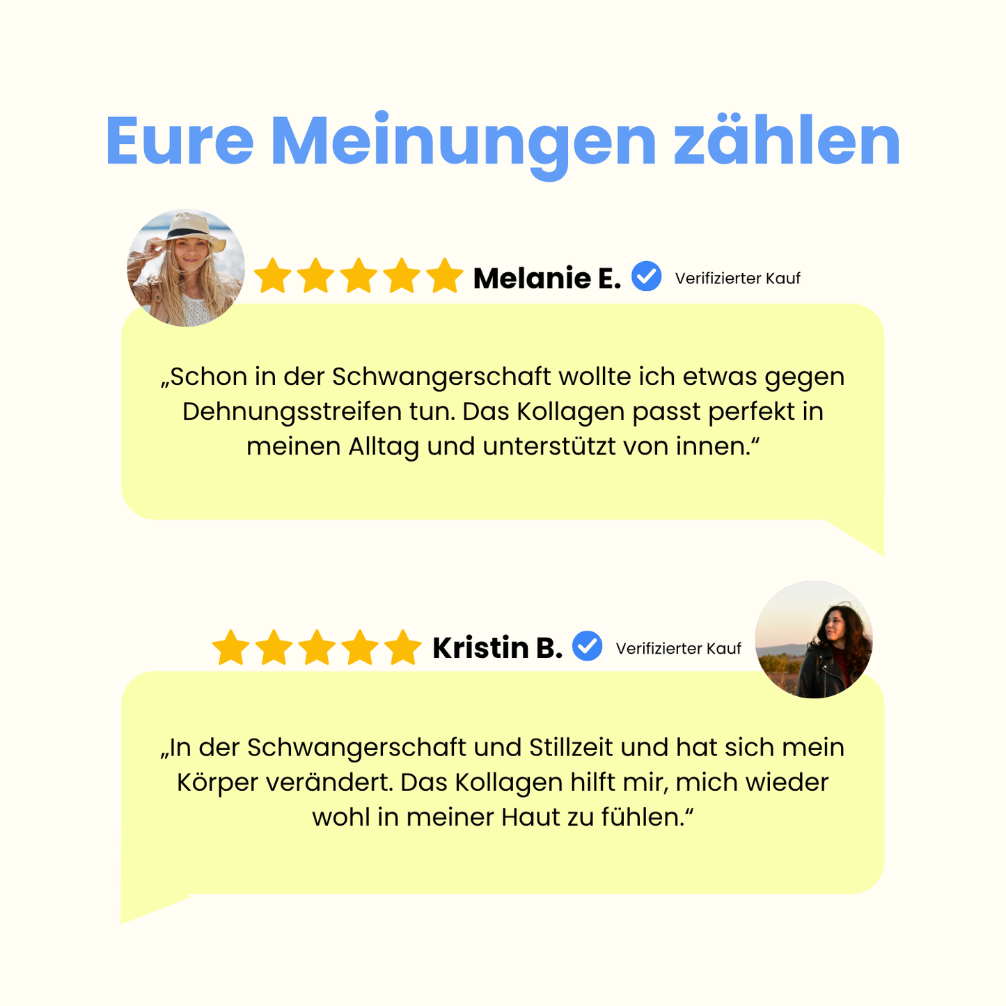 Positive Kundenbewertungen für Wonder Kollagen von zwei Frauen