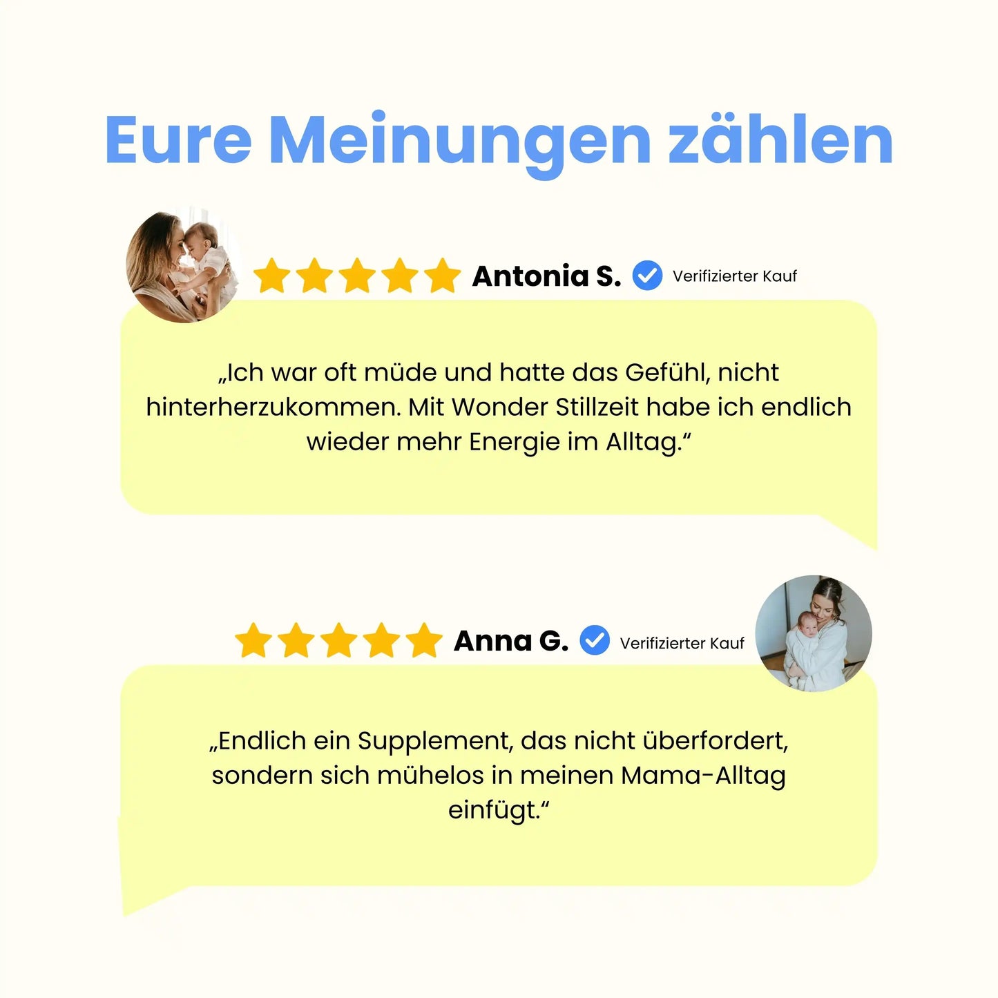 Positive Kundenbewertungen für Wonder Stillzeit von zwei Frauen

