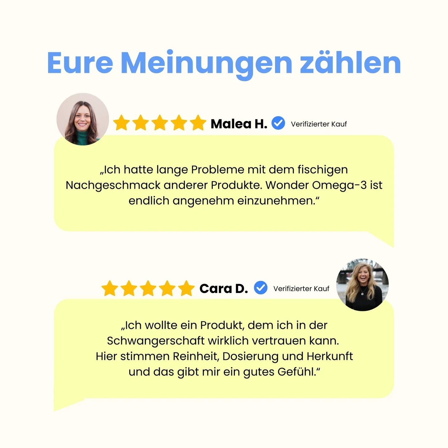 Positive Kundenbewertungen für Wonder Omega-3 von zwei Frauen