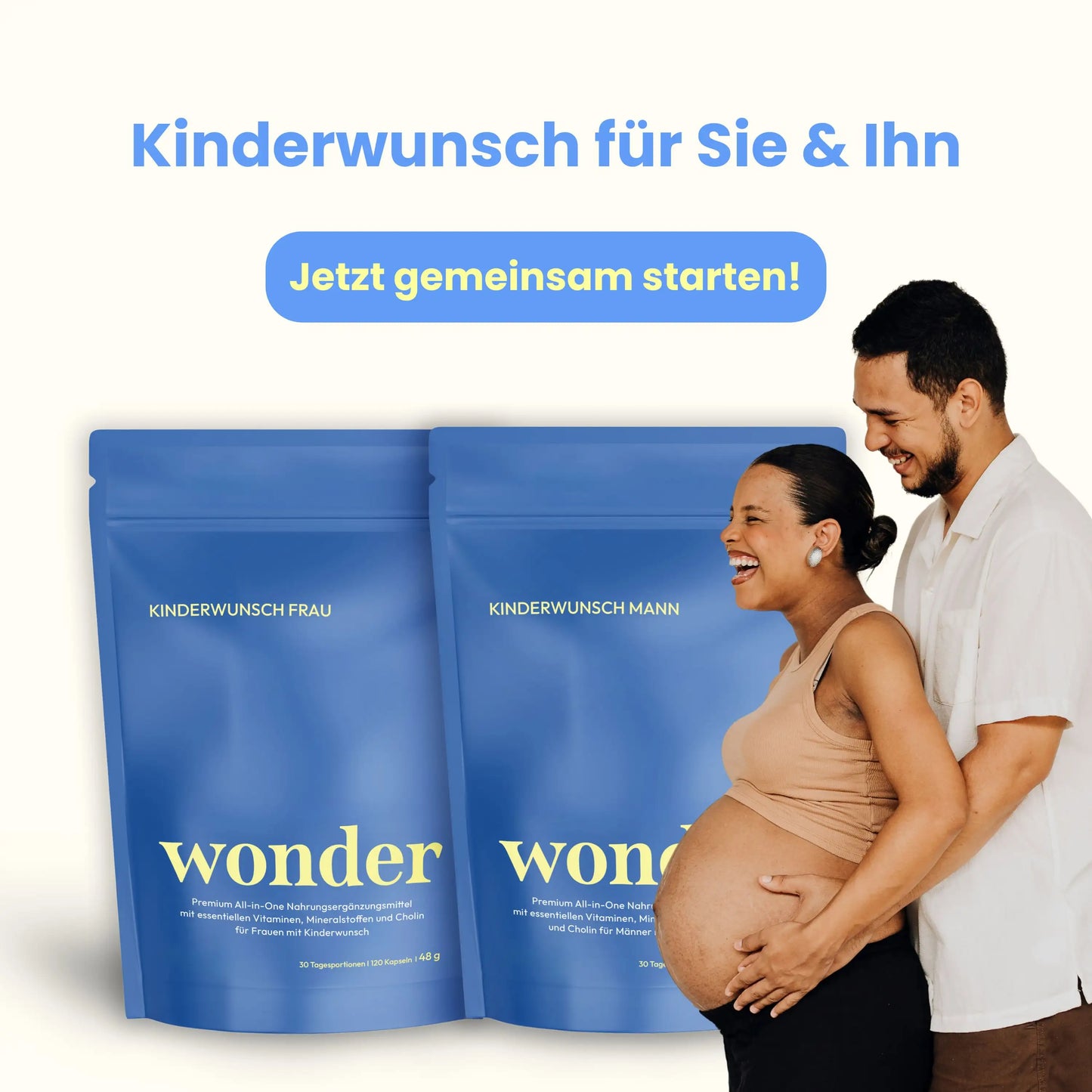 Produkt Mock ups Kinderwunsch Frau und Mann mit glücklichem Paar