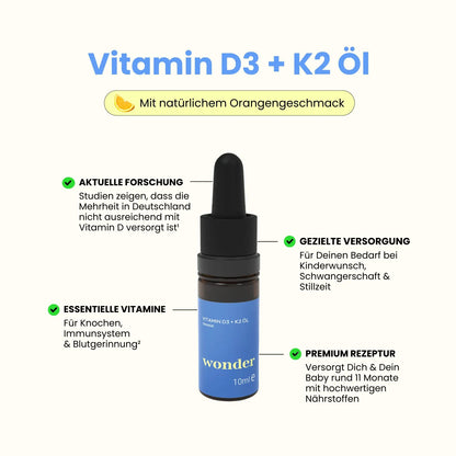 Vorteile Supplement Wonder Vitamin D3K2, Nach aktueller Forschung, Premium Rezeptur mit essentiellen Nährstoffen für gezielte Versorgung